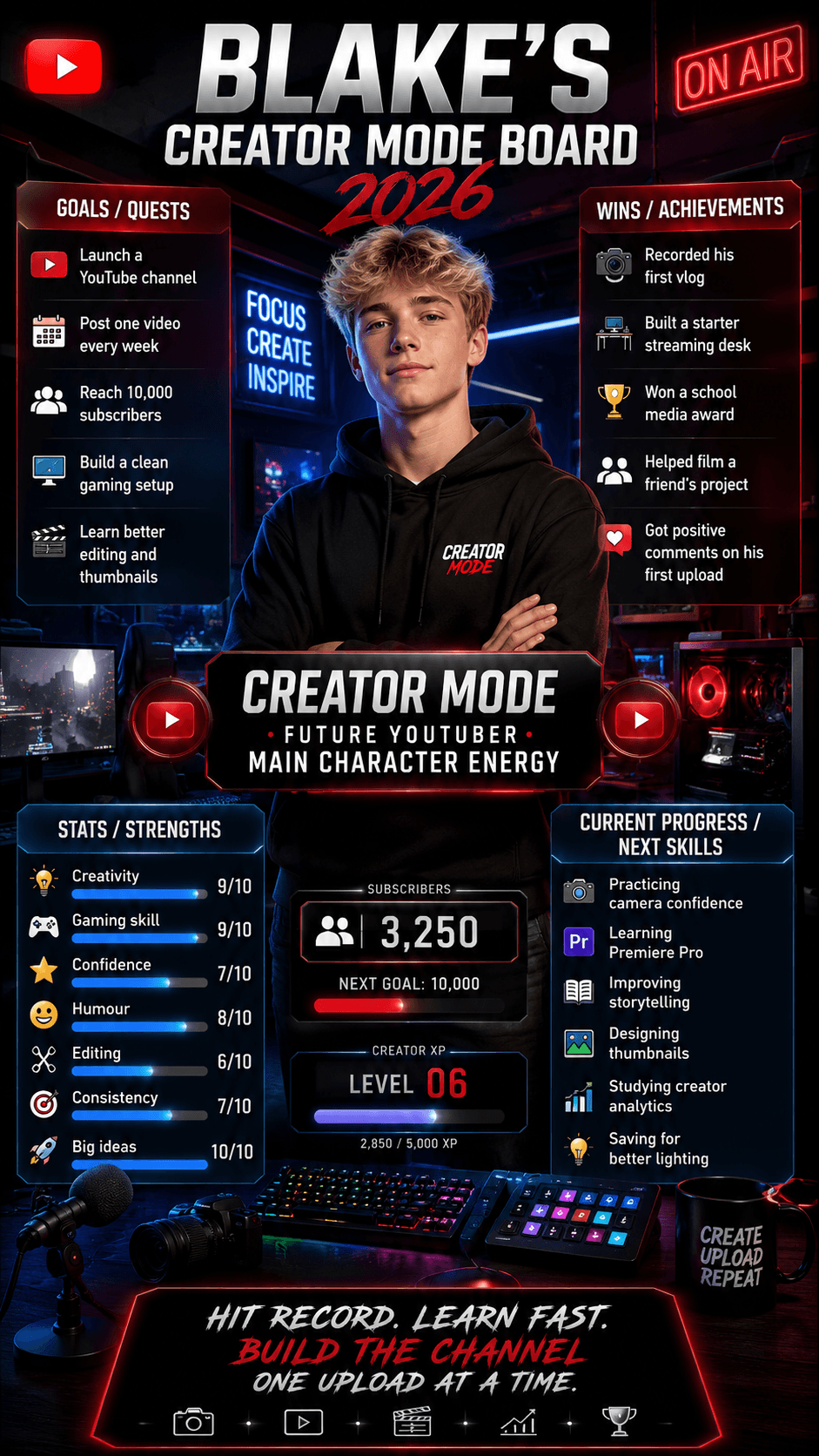Blake YouTuber phone goal board sample