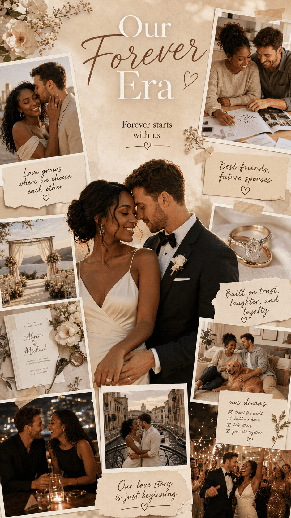 Couple shared future phone vision board