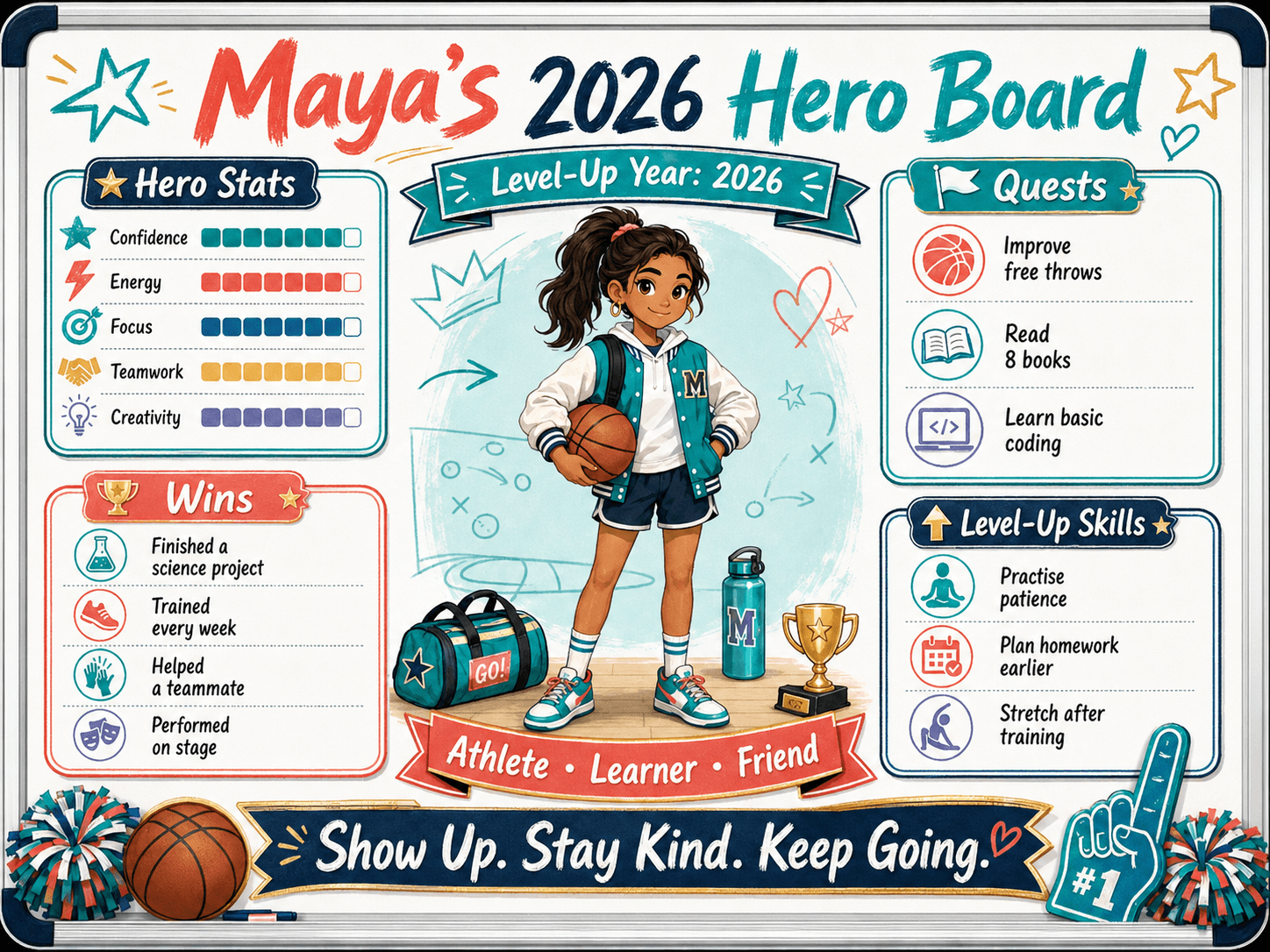 Maya's Hero Board sample board